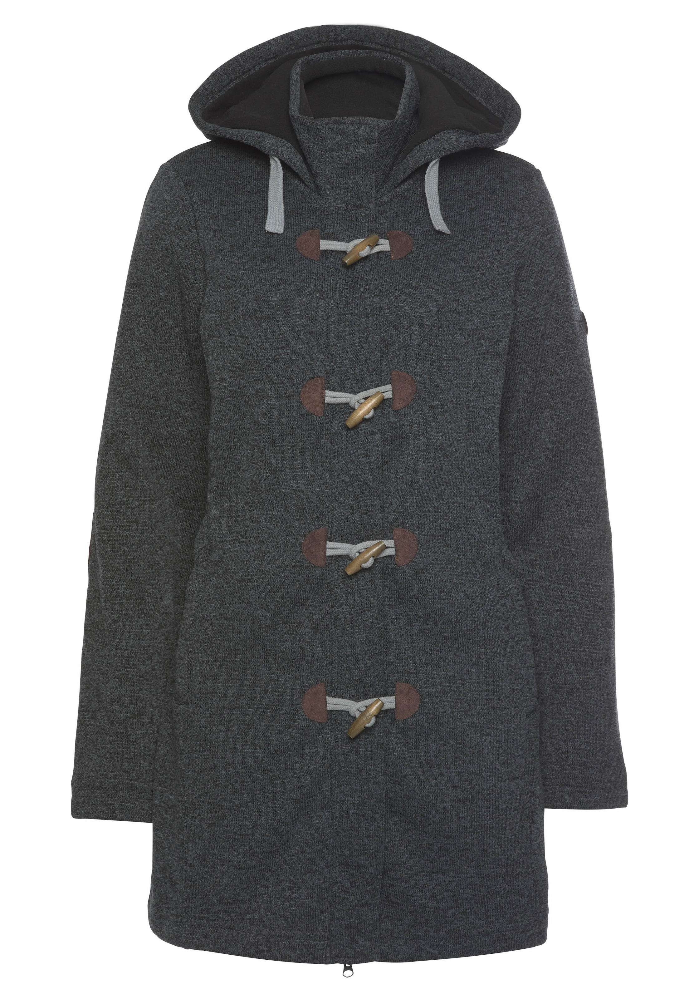 Polarino Strickfleecejacke, mit Kapuze, für den Übergang, aus Strickfleece, atmungsaktiv
